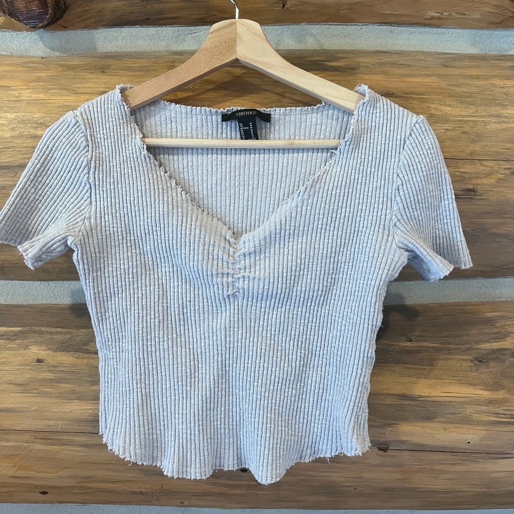 Forever 21 Ribbed Gray Top
